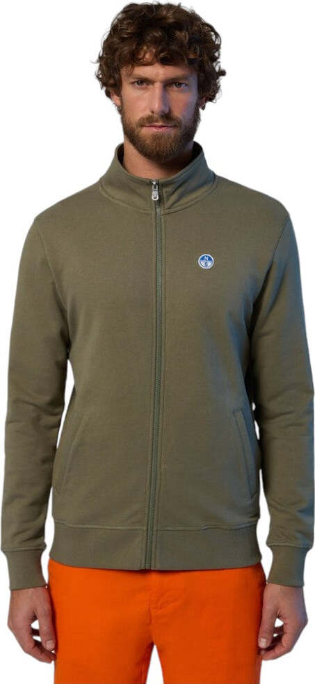 North-Sails-felpa-con-zip-verde-oliva-Basic-691221