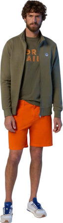 North-Sails-felpa-con-zip-verde-oliva-Basic-691221