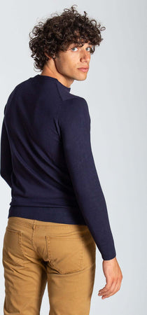 Notting-Hill-Maglia-Girocollo-Uomo-Blu-Maglia-Maniche-Lunghe-Blu