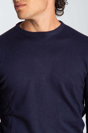 Notting-Hill-Maglia-Girocollo-Uomo-Blu-Maglia-Maniche-Lunghe-Blu