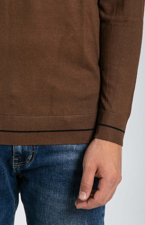 Notting-Hill-Maglia-Girocollo-Uomo-Marrone-Maglia-Maniche-Lunghe-Marrone