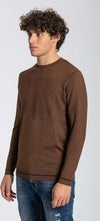 Notting-Hill-Maglia-Girocollo-Uomo-Marrone-Maglia-Maniche-Lunghe-Marrone