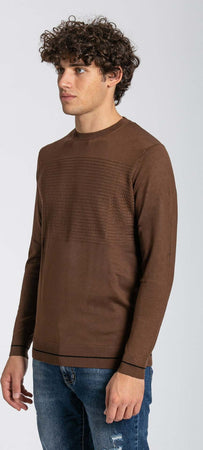 Notting-Hill-Maglia-Girocollo-Uomo-Marrone-Maglia-Maniche-Lunghe-Marrone