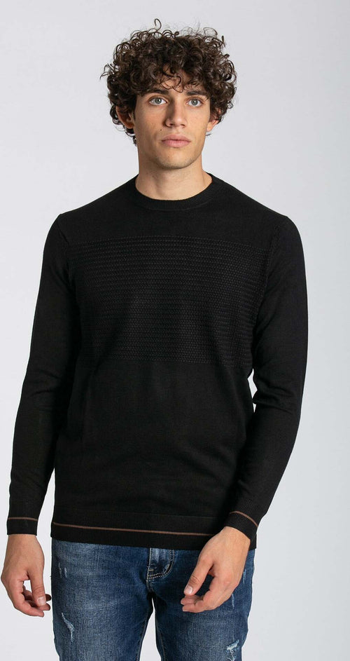 Notting-Hill-Maglia-Girocollo-Uomo-Nera-Maglia-Maniche-Lunghe-Nero