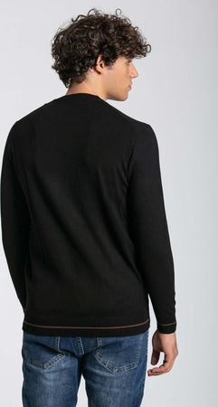 Notting-Hill-Maglia-Girocollo-Uomo-Nera-Maglia-Maniche-Lunghe-Nero