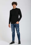 Notting-Hill-Maglia-Girocollo-Uomo-Nera-Maglia-Maniche-Lunghe-Nero