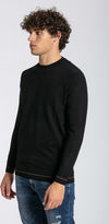 Notting-Hill-Maglia-Girocollo-Uomo-Nera-Maglia-Maniche-Lunghe-Nero