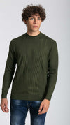Notting-Hill-Maglia-Girocollo-Uomo-Verde-Lavorata-Maglia-Maniche-Lunghe-Verde-Scuro