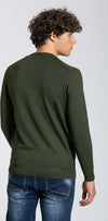 Notting-Hill-Maglia-Girocollo-Uomo-Verde-Lavorata-Maglia-Maniche-Lunghe-Verde-Scuro