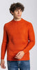 Notting-Hill-Maglione-Uomo-Girocollo-Arancione-Con-Trecce-Tinta-Unita-Fondo-E-Maniche-A-Coste