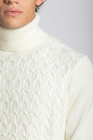 Notting-Hill-Pullover-Dolcevita-Uomo-Bianco-Maglione-Collo-Alto-Bianco