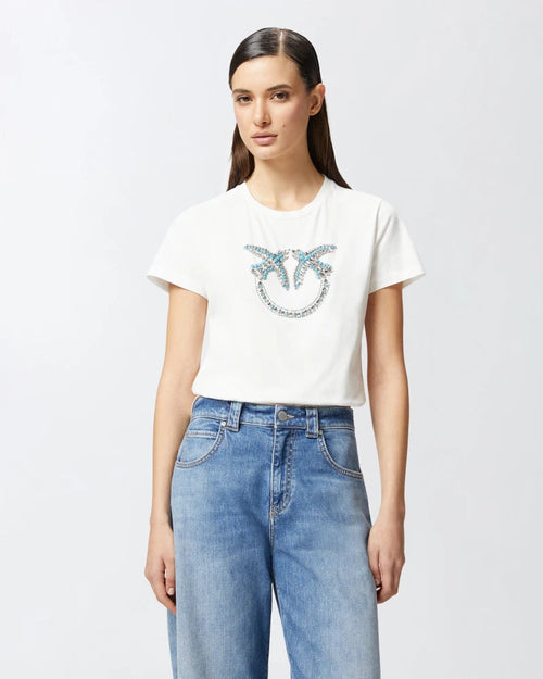 Pinko QUENTIN T-SHIRT JERSEY LOGO 25 da donna