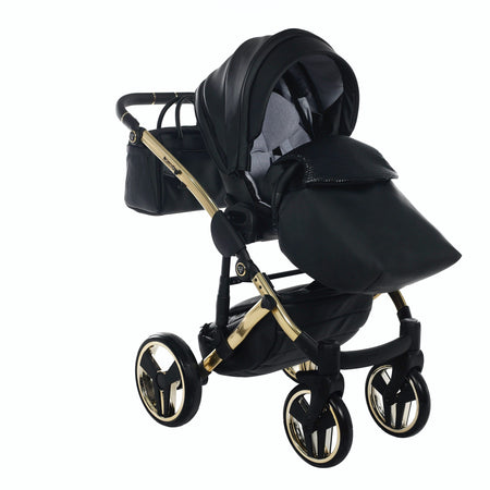 Trio Junama Diamond Fluo in Pelle V2 Nero Telaio Oro Giallo Navicella Nera