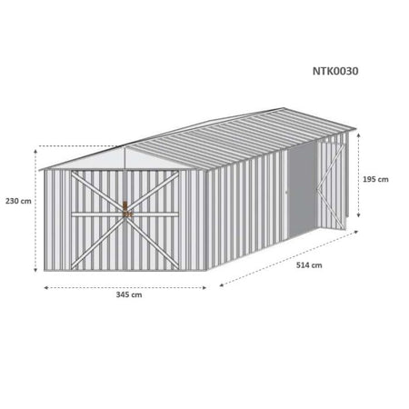 Casetta garage giardino Box in Acciaio Zincato 360x514cm x h2.32m - 320KG - 18,5mq - VERDE