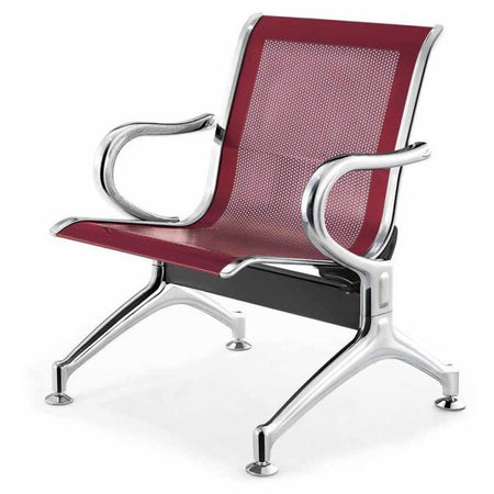 Panca per sala attesa ufficio studio in acciaio a 1 posto - colore rosso