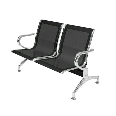 Panca per sala attesa ufficio studio in acciaio a 2 posti - colore nero