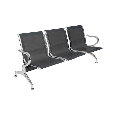 Panca in acciao per sala attesa ufficio studio a 3 posti - colore nero