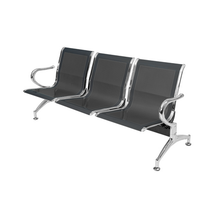 Panca in acciao per sala attesa ufficio studio a 3 posti - colore nero