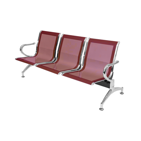 Panca in acciao per sala attesa ufficio studio a 3 posti - colore rosso