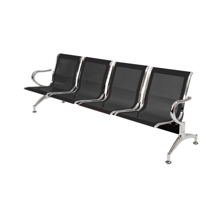 Panca per sala attesa aspetto studio medico o professionale a 4 posti - colore nero
