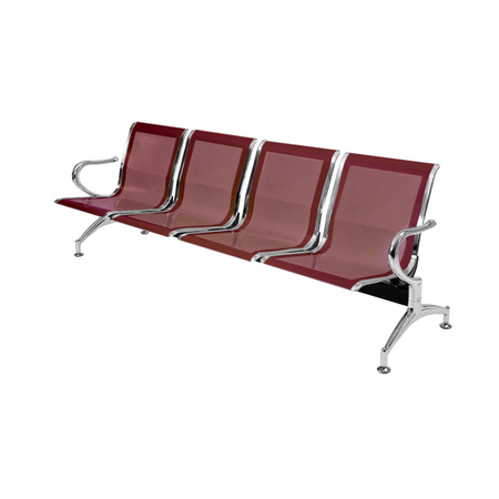 Panca per sala attesa aspetto studio medico o professionale a 4 posti - colore rosso