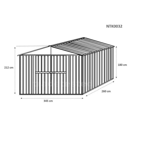 Box attrezzi giardino in Acciaio Zincato 360x260cm x h2.12m - 130KG - 9,36mq
