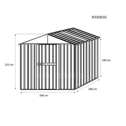 Box in Acciaio Zincato casetta attrezzi in lamiera 276x260cm x h2.12m - 110KG - 7,2mq