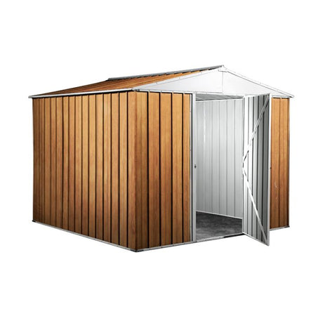 Box lamiera giardino casetta attrezzi in Acciaio Zincato 276x260cm x h2.12m - 110KG - 7,2mq - LEGNO