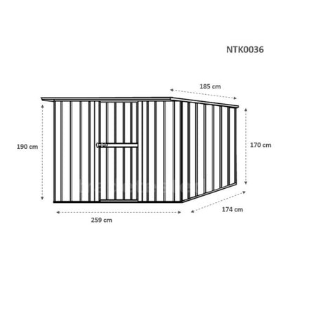 Box in Acciaio Zincato casetta attrezzi da giardino 260x185cm x h1.92 m - 85kg - 4,81mq