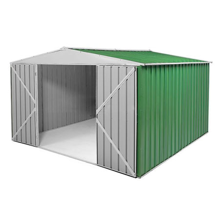 Box in lamiera casetta giardino Acciaio Zincato 360x345cm x h2.12m - 150KG - 12,42 mq - VERDE