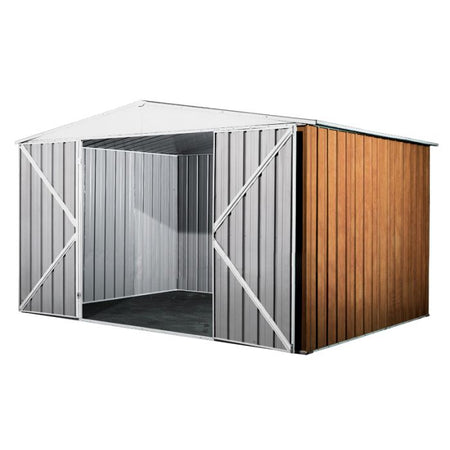 Casetta giardino lamiera Box in Acciaio Zincato 360x345cm x h2.12m - 150KG - 12,42mq - LEGNO