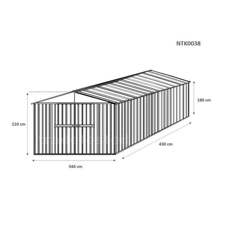 Box garage lamiera zincata casetta giardino acciaio 360x430cm x h2.10m - 185KG - 15,48mq - VERDE