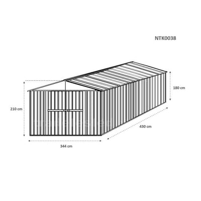 Garage deposito lamiera Box in Acciaio Zincato 360x430cm x h2.10m - 185KG - 15,48mq