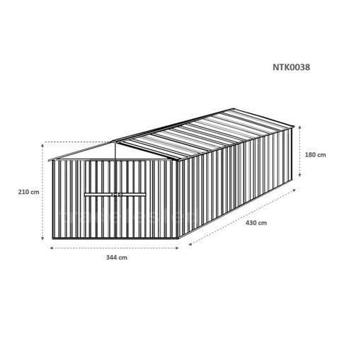 Garage deposito lamiera Box in Acciaio Zincato 360x430cm x h2.10m - 185KG - 15,48mq