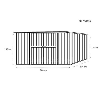 Casetta deposito lamiera Box in Acciaio Zincato 345x186cm x h1.92m - 98KG - 6.42mq