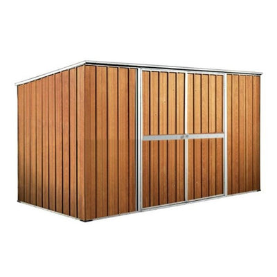 Casetta attrezzi giardino lamiera Box in Acciaio Zincato 345x186cm x h1.92m - 98KG - 6.42mq - LEGNO
