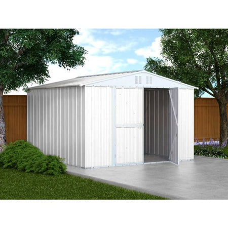 Casetta giardino Box attrezzi in Acciaio Zincato 327x307cm x h2.15m - 145KG - 10,04mq - BIANCO