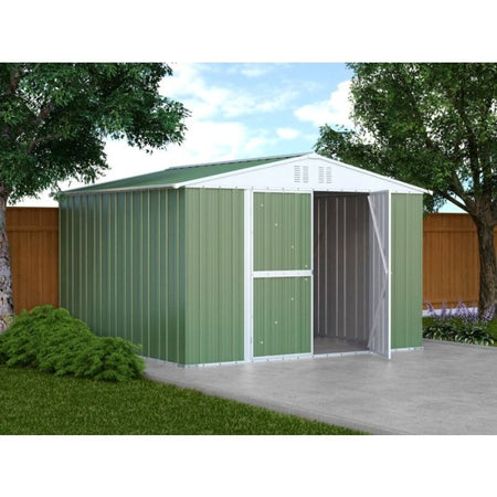 Box lamiera giardino casetta attrezzi in Acciaio Zincato 327x307cm x h2.15m - 145KG - 10,04mq - VERDE