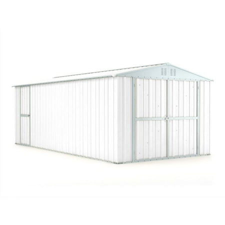 Box in lamiera garage auto Acciaio Zincato 327x611cm x h2.35m - 346KG - 19,98mq - BIANCO