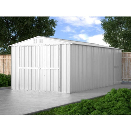 Box in lamiera garage auto Acciaio Zincato 327x611cm x h2.35m - 346KG - 19,98mq - BIANCO