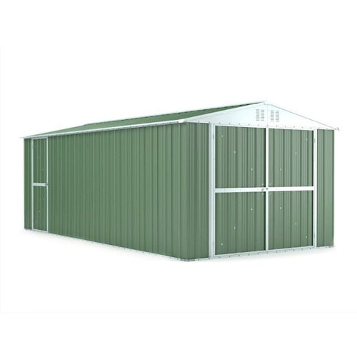 Garage lamiera Box auto in Acciaio Zincato 327x611cm x h2.35m - 346KG – 19,98mq - VERDE