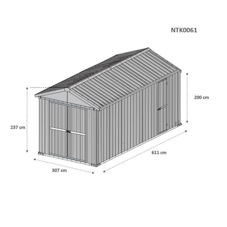 Box in lamiera garage auto Acciaio Zincato 327x611cm x h2.35m - 346KG - 19,98mq