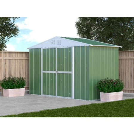 Box attrezzi casetta lamiera giardino in Acciaio Zincato 327x155cm x h2.15m - 114KG - 5.06mq - VERDE