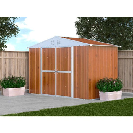 Box in lamiera casetta attrezzi giardino Acciaio Zincato 327x155cm x h2.15m - 114KG - 5.06mq - LEGNO