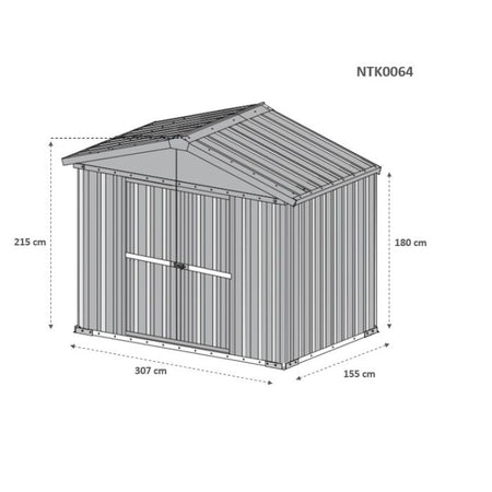 Box in lamiera casetta attrezzi giardino Acciaio Zincato 327x155cm x h2.15m - 114KG - 5.06mq - LEGNO