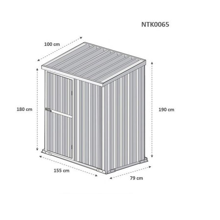 Casetta da giardino in lamiera di acciaio 155x100cm x h 192cm - 50kg - 1,55mq - BIANCO