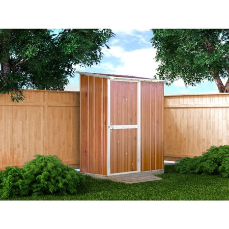 Casetta da giardino in lamiera zincata box acciaio 155x100cm x h 192cm - 50kg - 1,55mq - LEGNO