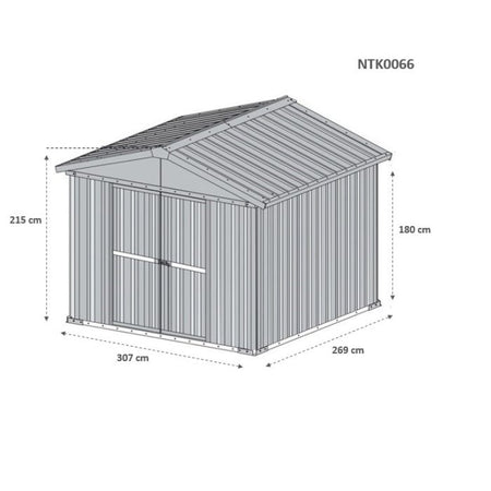 Casetta acciaio da giardino in lamiera zincata 327x269cm x h 215cm - 132 kg - 8,80mq VERDE