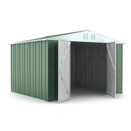 Casetta acciaio da giardino in lamiera zincata 327x269cm x h 215cm - 132 kg - 8,80mq VERDE