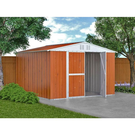 Deposito attrezzi box acciaio capanno lamiera zincata 327x269cm x h 215cm - 132 kg - 8,80mq LEGNO